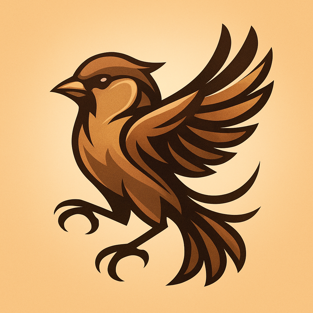 Dancing Burlap Finch badge